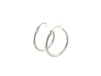 Sterling Silver Polished Thin Hoop Earrings with Rhodium Plating (20mm)