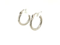 Sterling Silver Rhodium Plated Thin and Small Polished Hoop Earrings (10mm)