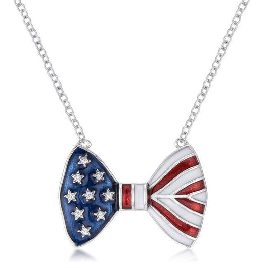 .025 Ct Stars and Stripes Bow Tie Necklace with CZ freeshipping - Higher Class Elegance