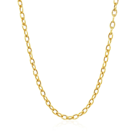 14k Yellow Gold Pendant Chain with Textured Links (3.30 mm)