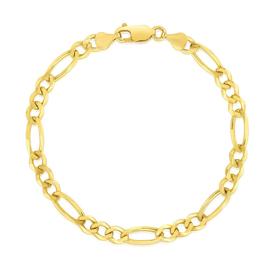 14k Yellow Gold Solid Figaro Bracelet (4.50 mm)