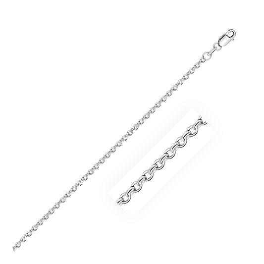 14k White Gold Diamond Cut Cable Link Chain (1.90 mm)