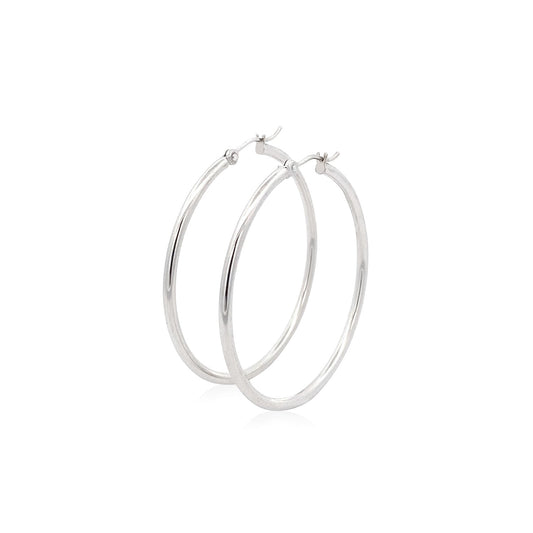 14k White Gold Polished Hoop Earrings (2x40mm)