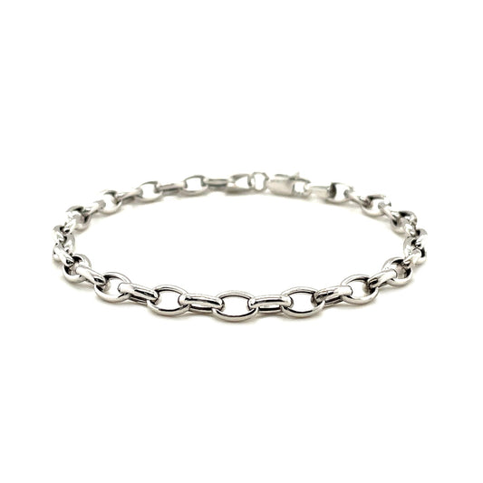 14k White Gold Oval Rolo Bracelet  (4.60 mm)