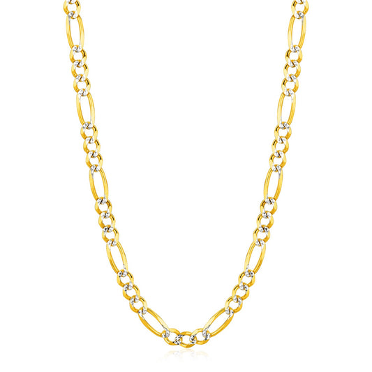 14K Yellow Gold Solid Pave Figaro Chain (5.90 mm)