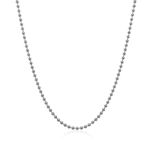 14k White Gold Bead Chain 1.5mm (1.50 mm)