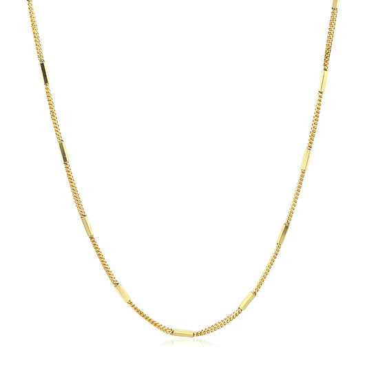 Diamond Cut Bar Links Pendant Chain in Yellow Gold (1.30 mm)