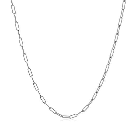 14K White Gold Fine Paperclip Chain (1.50 mm)