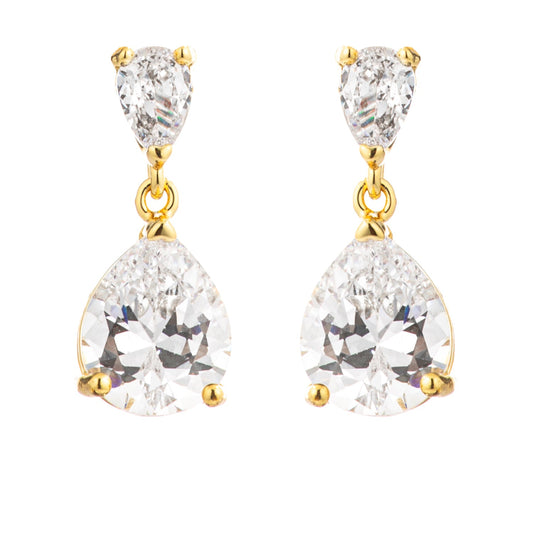 18k Gold Plated Double Pear Drop Earrings