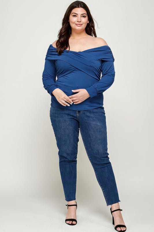 Solid Wrap Dressy Top - Plus Size