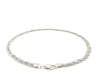 3.5mm 14k White Braided Foxtail Anklet 