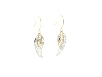 Two-Tone Wing Drop Earrings in 10K Gold