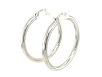 Sterling Silver Hoop Style Earrings with Polished Rhodium Plating (30mm)