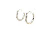10k White Gold Polished Hoop Earrings (15 mm)