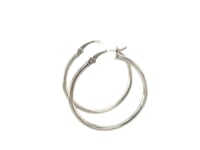 Sterling Silver Rhodium Plated Thin and Polished Hoop Motif Earrings (25mm)
