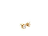 14k Yellow Gold Stud Earrings with White Hue Faceted Cubic Zirconia(4mm)