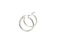 Polished Sterling Silver and Rhodium Plated Hoop Earrings (2x15mm)