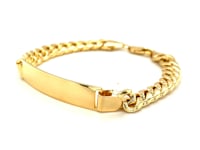 14k Yellow Gold Men's ID Cuban Chain Bracelet