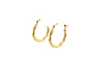 14k Yellow Gold Hoop Earrings in Textured Polished Style (5/8 inch Diameter)