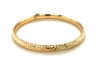 14k Yellow Gold Diamond Cut Design Dome Motif Children's Bangle