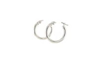 14k White Gold Polished Hoop Earrings (15 mm)