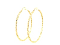 14k Yellow Gold Patterned Hoop Earrings with Twist Design