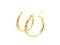 10k Yellow Gold Diamond Cut Hoop Earrings (25mm)