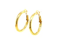 14k Yellow Gold High Polish  Hoop Earrings (0.78 inch Diameter)