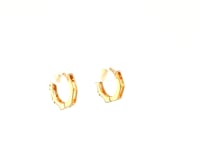 14k Yellow Gold Petite Octagonal Hoop Earrings with Cubic Zirconias