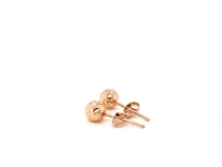 14k Rose Gold Ball Earrings with Crystal Cut Texture