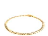 3.6mm 14k Two Tone Gold Pave Curb Bracelet