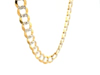 8.2 mm 14k Two Tone Gold Pave Curb Chain