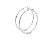 14k White Gold Polished Hoop Earrings (40 mm)