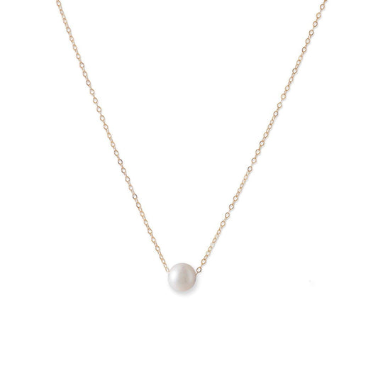 14 Karat Gold Necklace with Cultured Freshwater Floating Pearl freeshipping - Higher Class Elegance