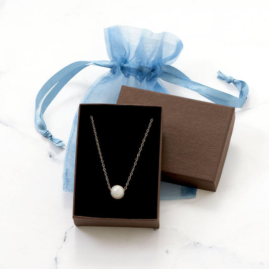 14 Karat Gold Necklace with Cultured Freshwater Floating Pearl freeshipping - Higher Class Elegance