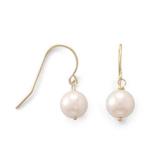 14 Karat Gold 7mm Cultured Akoya Pearl French Wire Earrings freeshipping - Higher Class Elegance