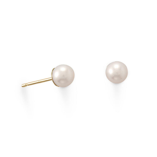 14 Karat Gold Cultured Freshwater Pearl Stud Earrings freeshipping - Higher Class Elegance