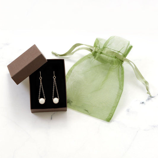 14 Karat Gold French Wire Earrings with Floating Cultured Freshwater Pearl freeshipping - Higher Class Elegance