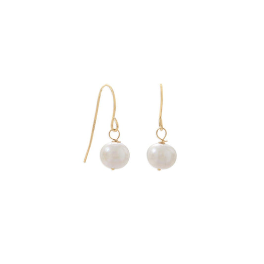 14 Karat Gold Cultured Freshwater Pearl French Wire Earrings freeshipping - Higher Class Elegance