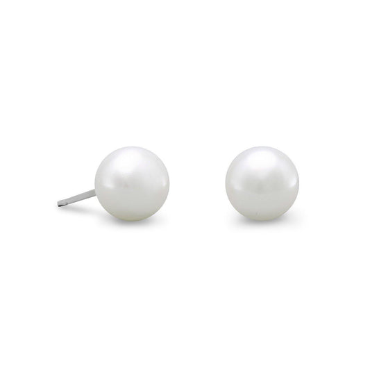 White Cultured Freshwater Pearl (6 to 7mm) Post Earrings freeshipping - Higher Class Elegance