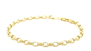 3.2mm 14k Yellow Gold Oval Rolo Bracelet