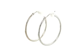 10k White Gold Polished Hoop Earrings (30mm)