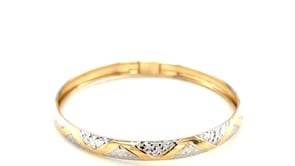 10k Two-Tone Gold Textured Zigzag Style Bangle