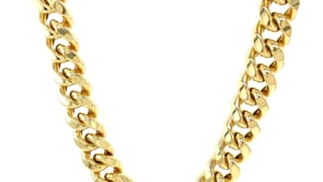 10.5mm 14k Yellow Gold Semi Solid Miami Cuban Chain