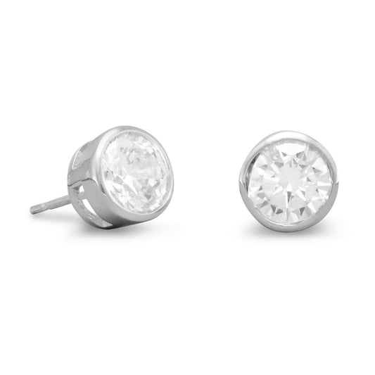 7mm Round Bezel CZ Post Earrings freeshipping - Higher Class Elegance