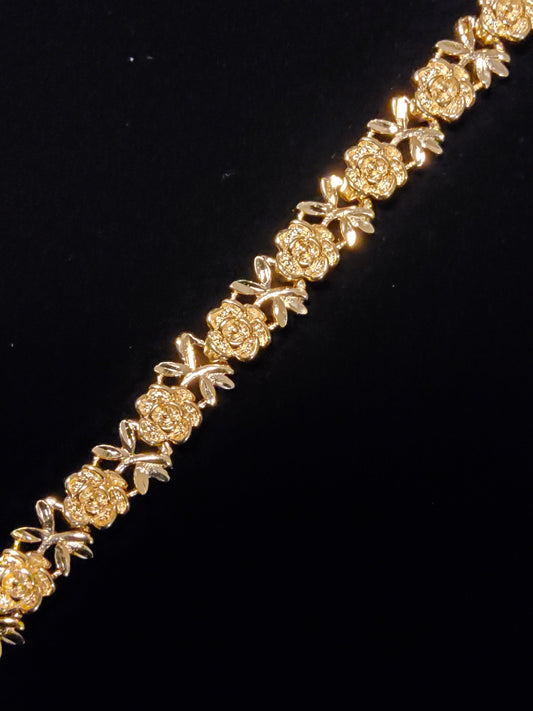 Ladies Filigree Roses Gold Bonded Bracelet - Higher Class Elegance