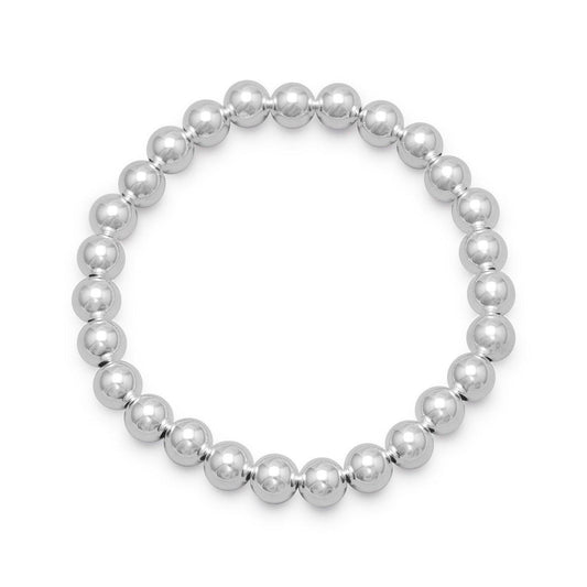 7" 7mm Sterling Silver Bead Stretch Bracelet freeshipping - Higher Class Elegance