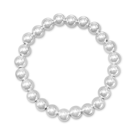 7" 8mm Sterling Silver Bead Stretch Bracelet freeshipping - Higher Class Elegance