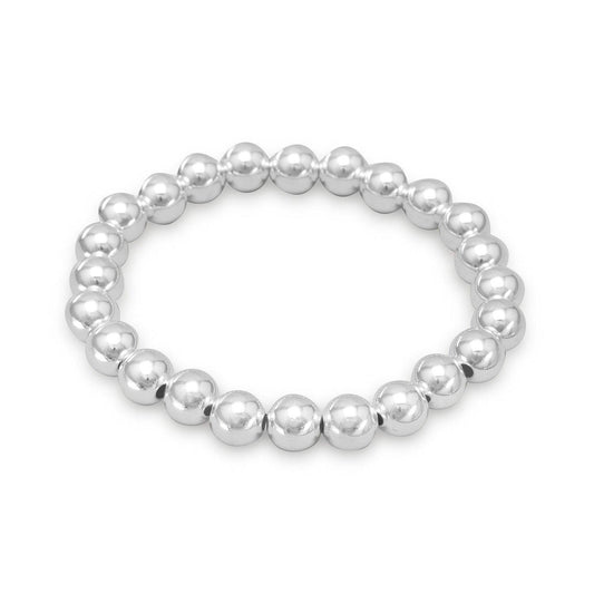 7" 8mm Sterling Silver Bead Stretch Bracelet freeshipping - Higher Class Elegance