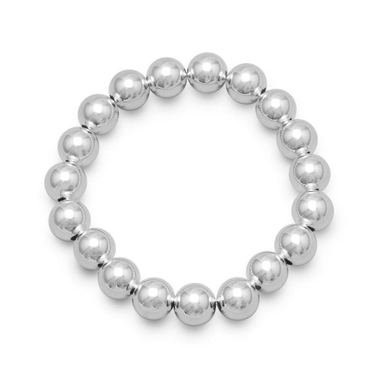 7" 10mm Sterling Silver Bead Stretch Bracelet freeshipping - Higher Class Elegance